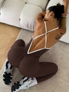 ZASUWA Female Contrast Color Cross Back Ribbed Jumpsuit