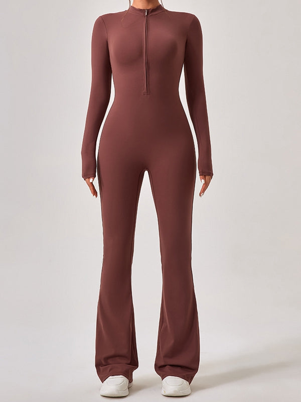 Zipper Flare Jumpsuit