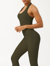 ZASUWA Female U Collar Halter Scrunch Bum Jumpsuit