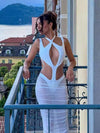 ZASUWA Female Sexy Sheer Mesh Cutout Without Bikini Set Cover-up Dress