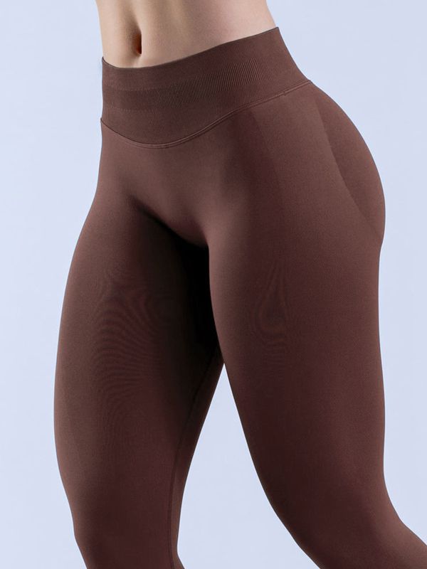 Niedrig geschnittene, einfarbige, elastische, enge Basic-Yoga-Leggings