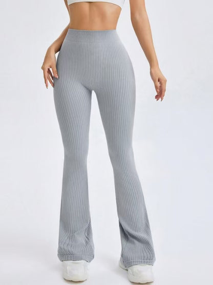Ribbed Deep V Back Flare Scrunch Bum Leggings
