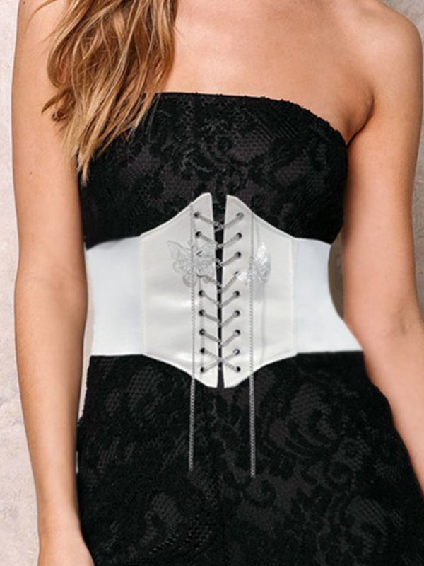 Butterfly Metal Chain Lace-up Shapewear