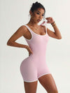 ZASUWA Female Contrast Color Ribbed Scrunch Bum Backless Romper