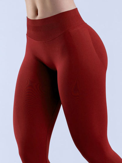 Niedrig geschnittene, einfarbige, elastische, enge Basic-Yoga-Leggings