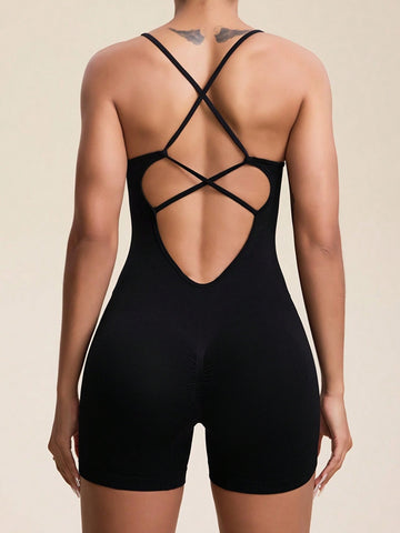 ZASUWA Female Backless Scrunch Bum Seamless Romper