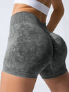ZASUWA Female Denim Deep V Waist Scrunch Bum Spandex Gym Booty Shorts