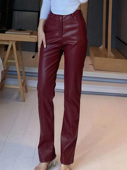 Fuax Leather Pocket Fashion Pants