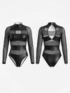 Mesh PU Faux Leather Bodysuits