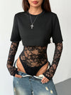 Sheer Lace Panel Bodysuit