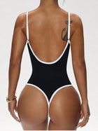 Contrasting Piping Sculpting Scoop Neck Bodysuit