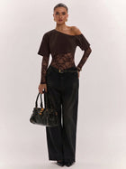 Asymmetric Off-Shoulder Lace Bodysuit