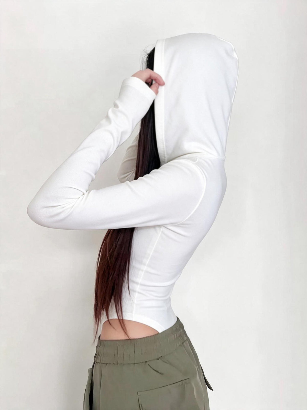 Women's Hooded Long Sleeve Half-Zip Bodysuit