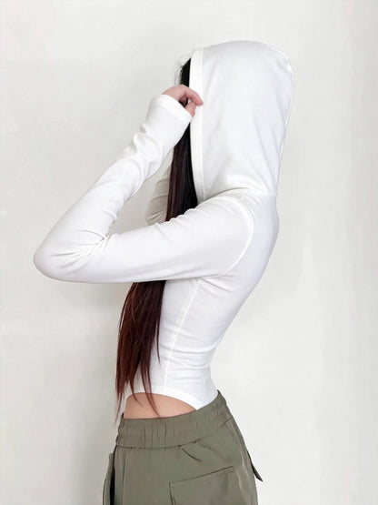 Women's Hooded Long Sleeve Half-Zip Bodysuit