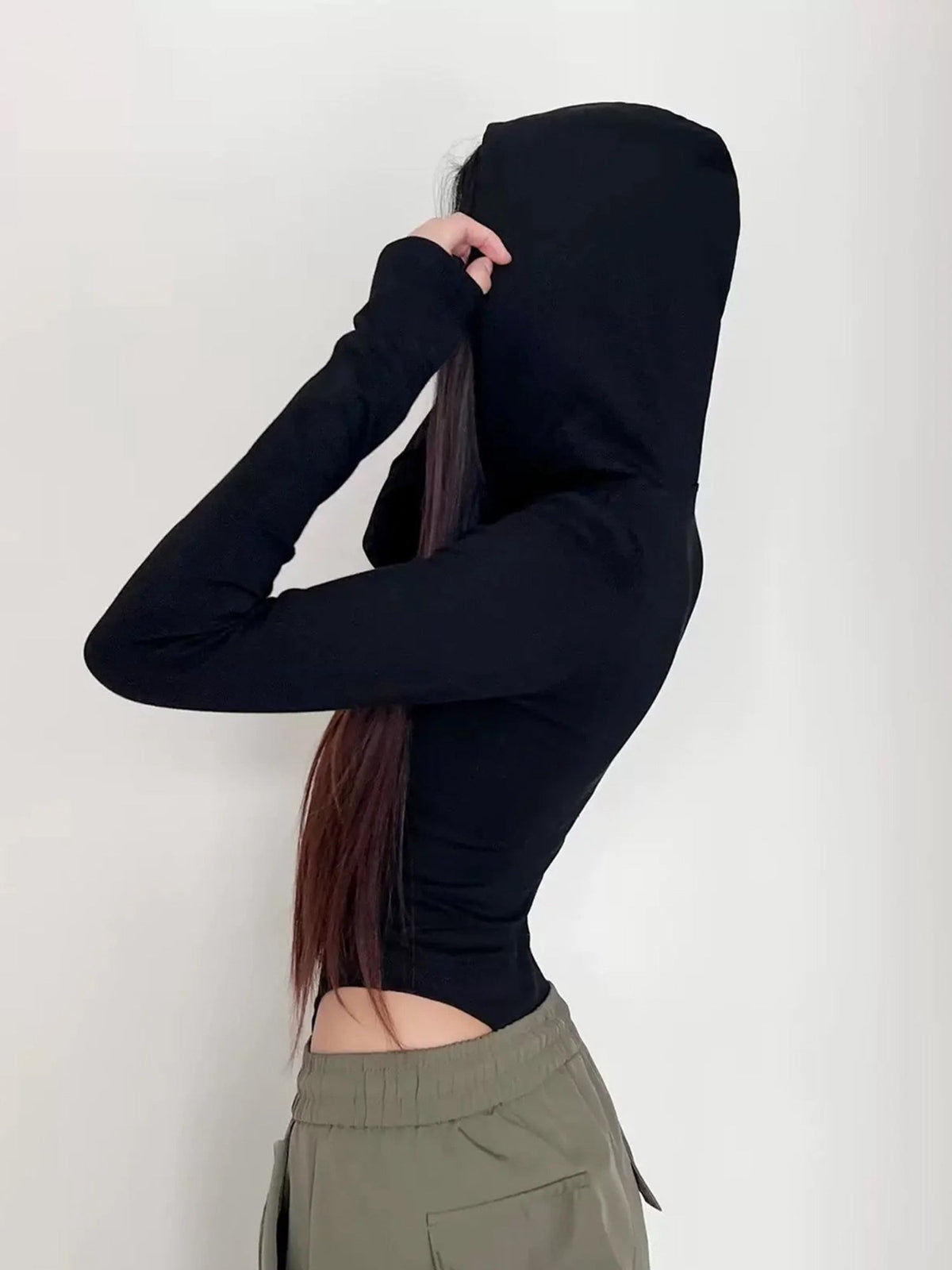 Women's Hooded Long Sleeve Half-Zip Bodysuit