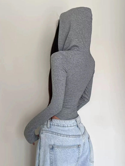 Women's Hooded Long Sleeve Half-Zip Bodysuit