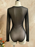 Sheer Mesh Ruched Sweetheart Bodysuit
