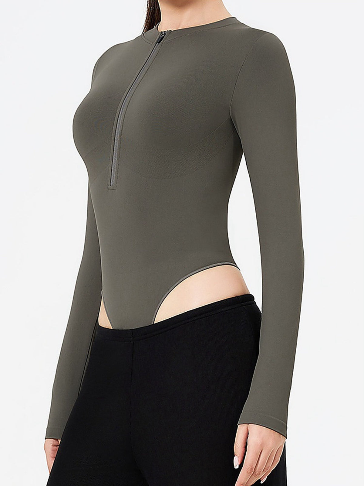 Women's Sculpting Fit Long Sleeve Half-Zip Bodysuit
