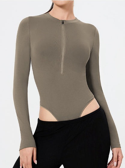 Women's Sculpting Fit Long Sleeve Half-Zip Bodysuit