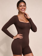 Sculpting Square Neck Long Sleeve Short Bodysuit