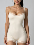Lace-Trimmed Sculpting Bodysuit with Adjustable Straps