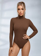 Ribbed Mock Neck Long Sleeve Bodysuit