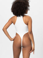 High Neck Ribbed Thong Bodysuit