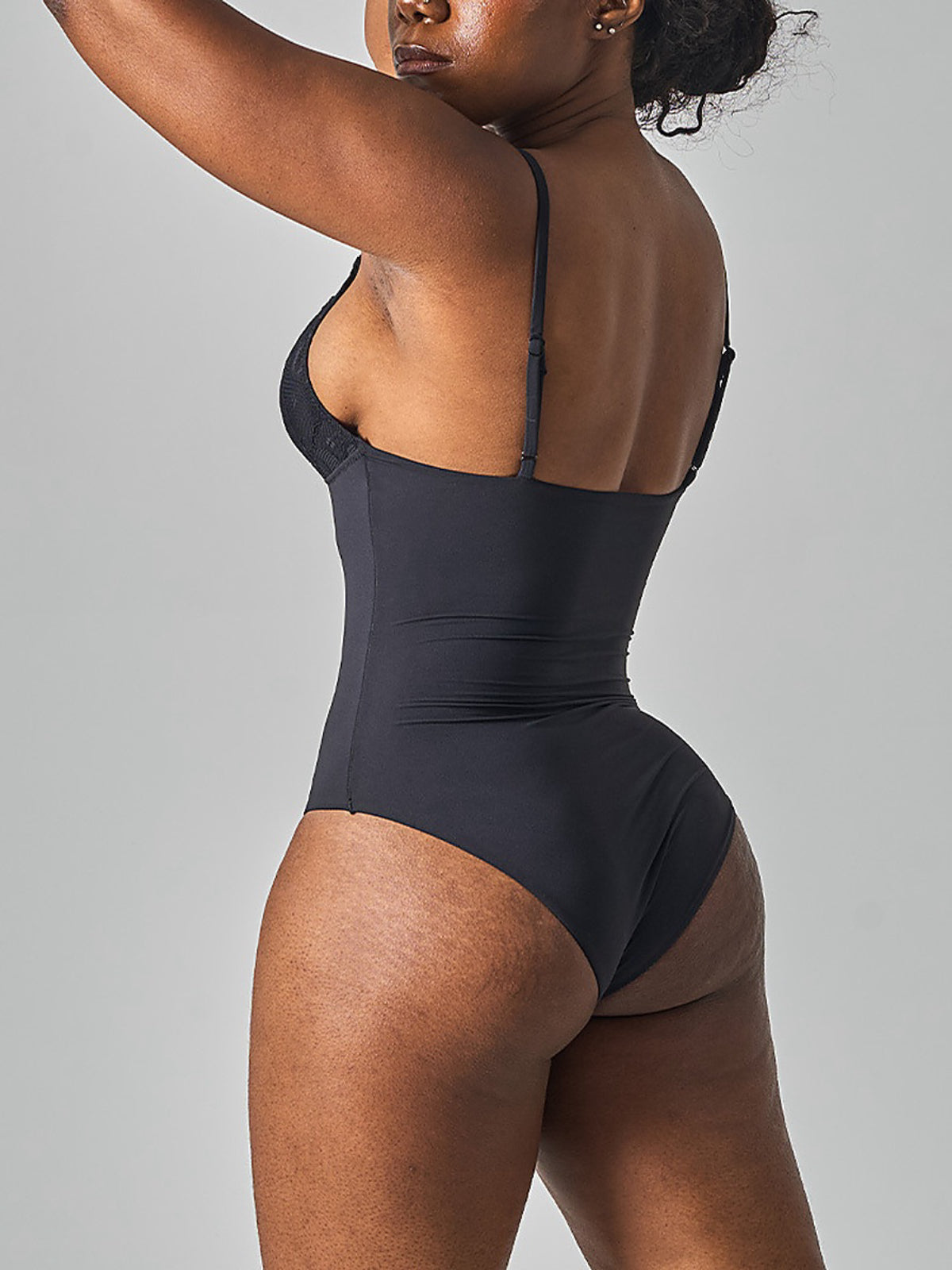 Lace Trim Deep V-Neck Bodysuit