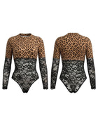 Leopard Print & Lace Long Sleeve Bodysuit