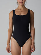 Lace Trim Button Front Bodysuit