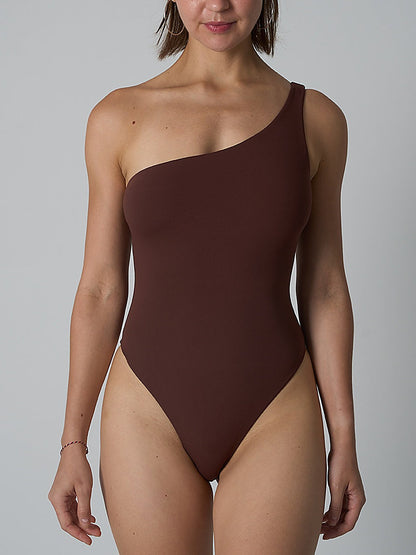 One-Shoulder High-Cut Bodysuit