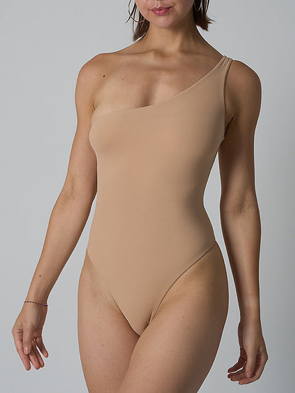 One-Shoulder High-Cut Bodysuit