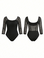 Stretchy Lace Backless Bodysuit