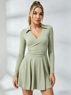 Wrap-Front Long-Sleeve Tennis Dress