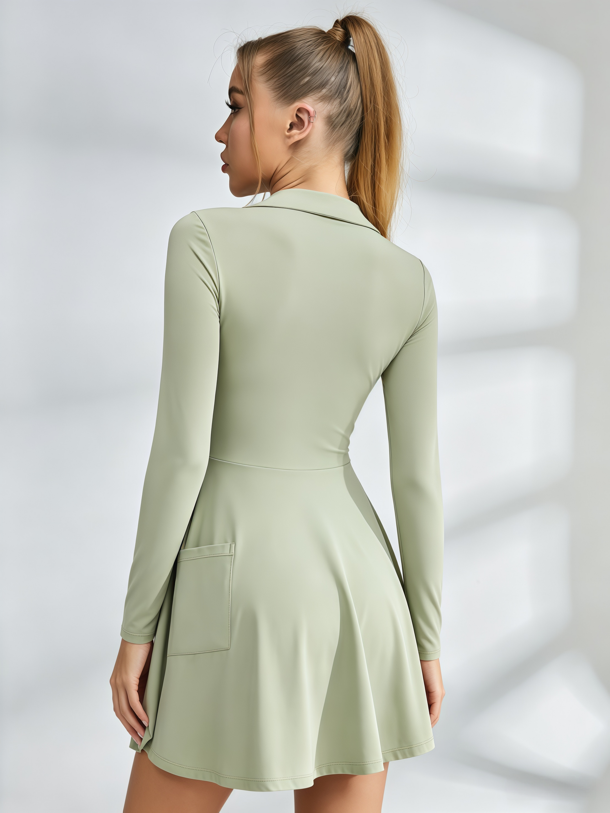 Wrap-Front Long-Sleeve Tennis Dress – ZASUWA SPORTSWEAR