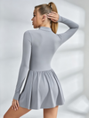 Long-Sleeve Quarter-Zip Tennis Dress