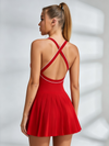Sweetheart Neck Contrast Piping Tennis Dress