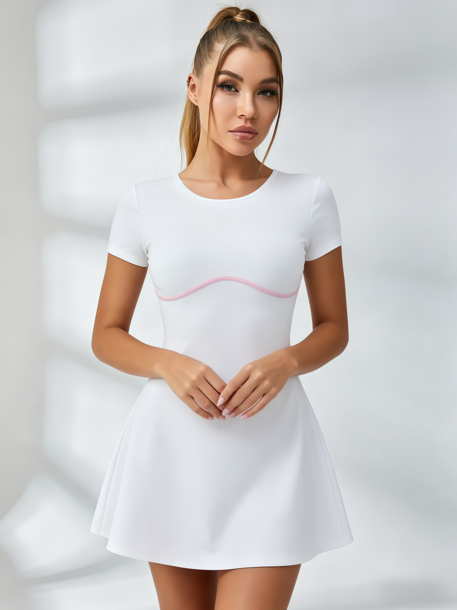 Curved Back Cutout Tennis Dress