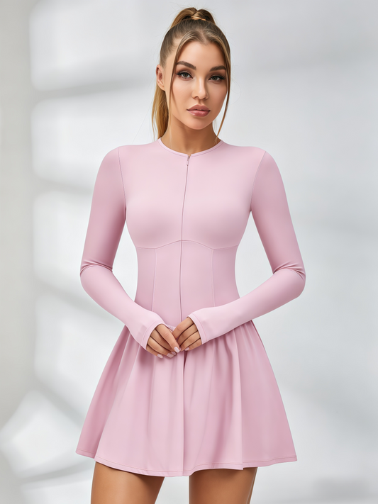 Half-Zip Long-Sleeve Tennis Dress