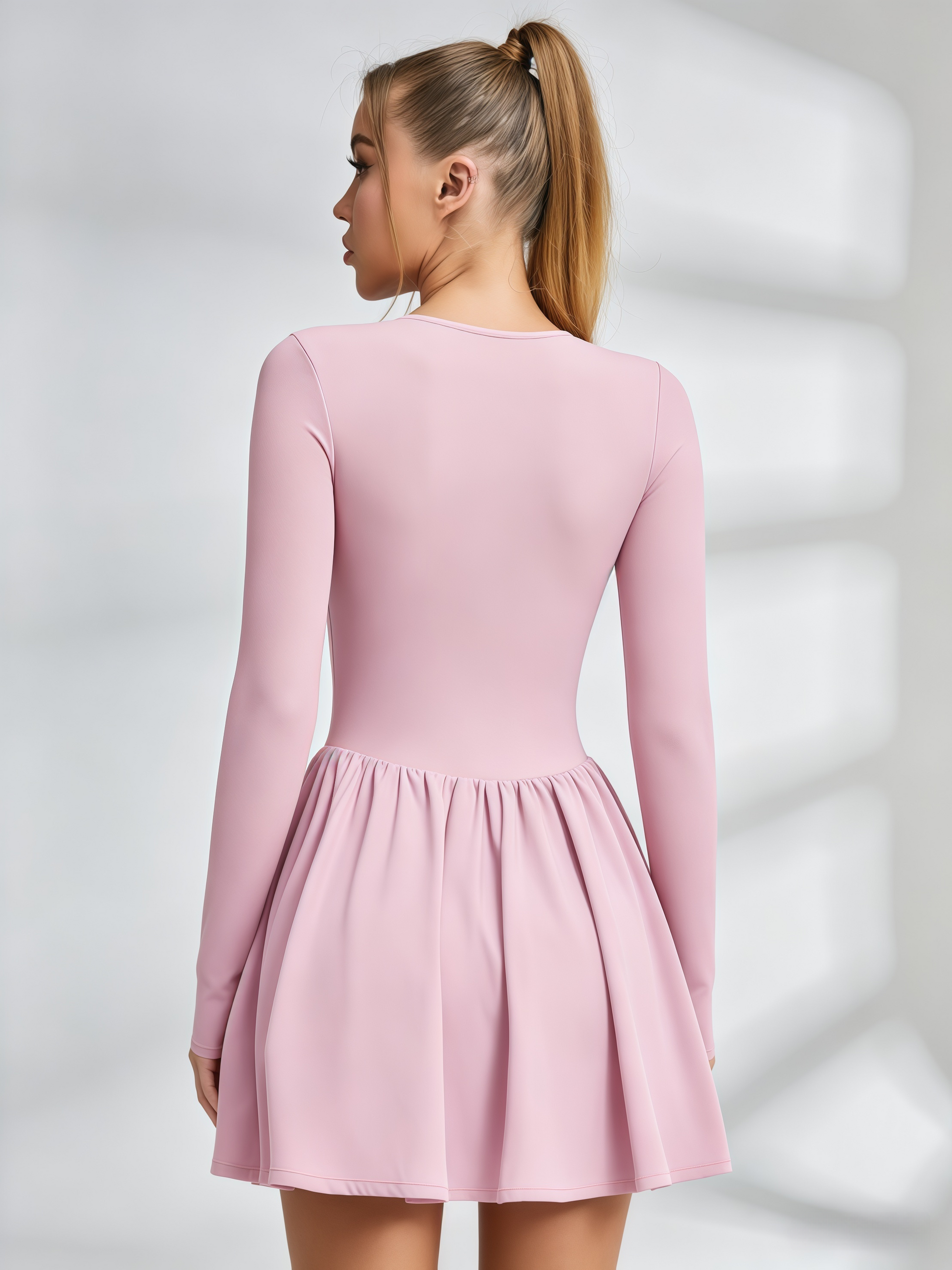 Half-Zip Long-Sleeve Tennis Dress