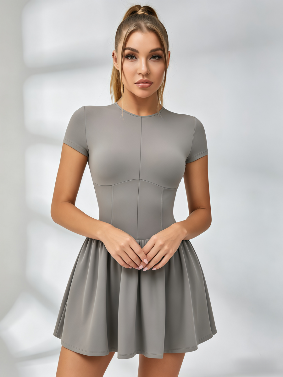 Half-Zip Short-Sleeve Tennis Dress
