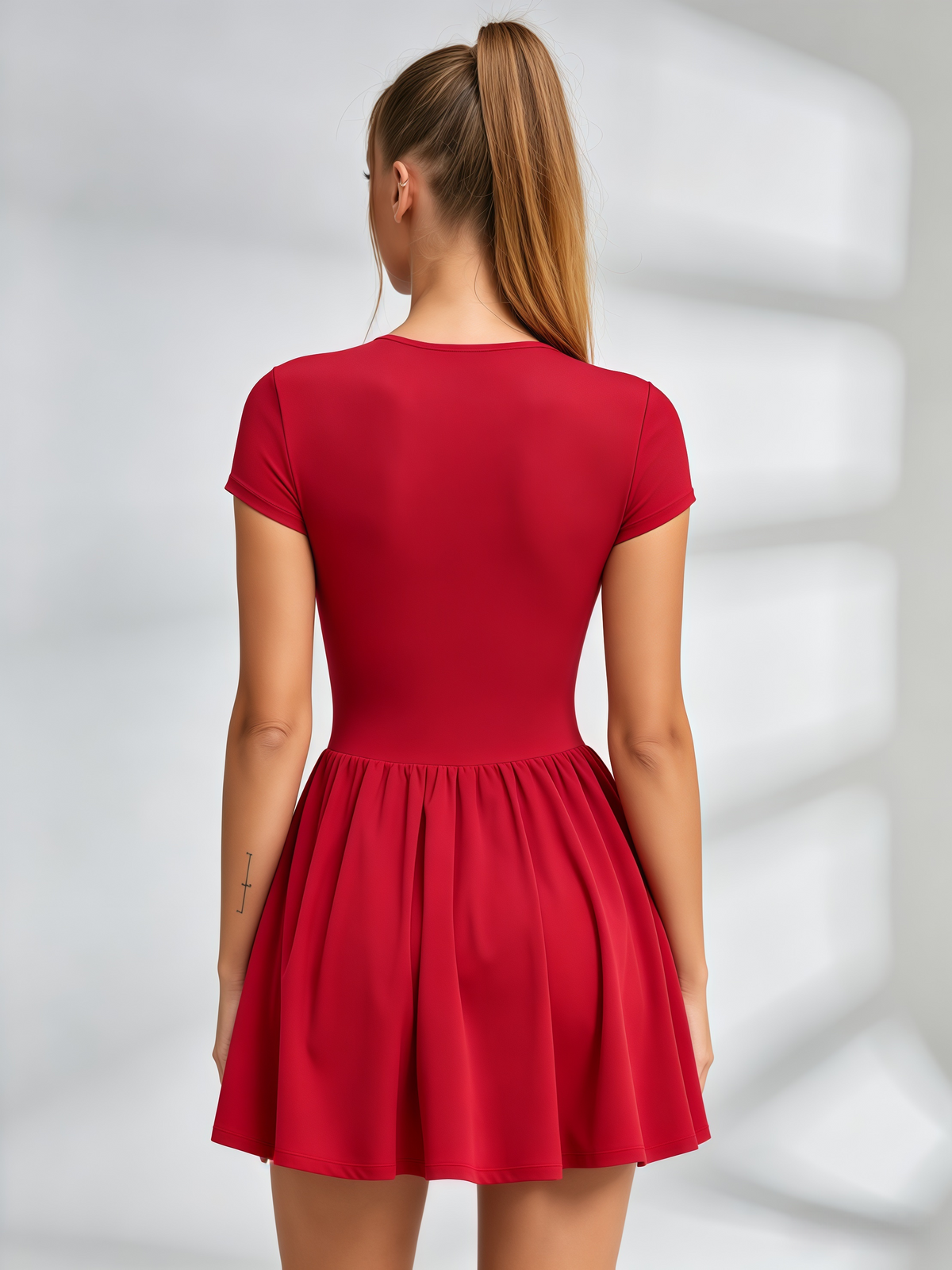 Half-Zip Short-Sleeve Tennis Dress