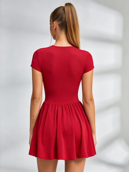 Half-Zip Short-Sleeve Tennis Dress
