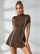 Half-Zip Contrast-Piping Tennis Dress
