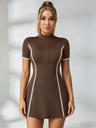 Half-Zip Contrast-Piping Tennis Dress