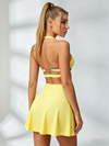 Ribbed Cutout Halter Tennis Dress