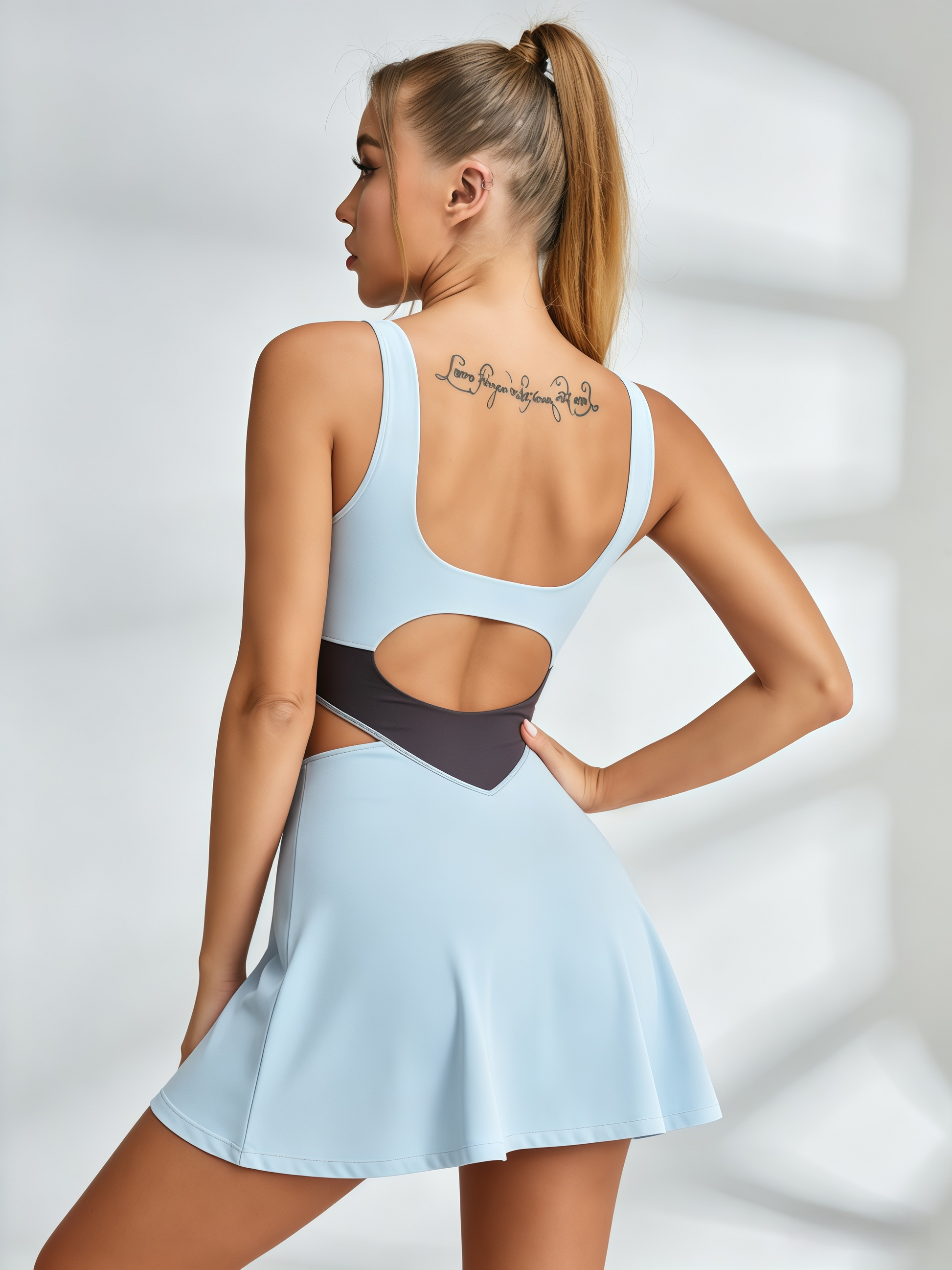Color-Block Cutout Tennis Dress