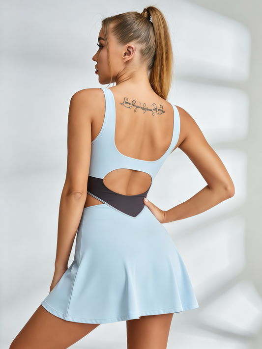 Color-Block Cutout Tennis Dress