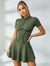 Corset-Piped Half-Zip Tennis Dress