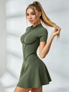 Corset-Piped Half-Zip Tennis Dress
